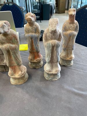 An impressive set of 12 Chinese cold painted terracotta zodiac figures, Ming — photo 4