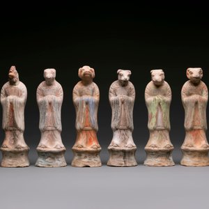 An impressive set of 12 Chinese cold painted terracotta zodiac figures, Ming — photo 2