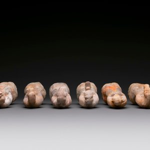An impressive set of 12 Chinese cold painted terracotta zodiac figures, Ming — photo 9