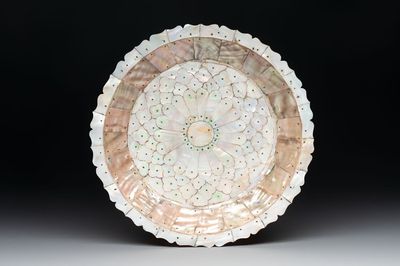 An Indo-Portuguese mother-of-pearl dish, Gujarat, 17/18th C.
