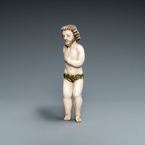 An Indo-Portuguese polychromed ivory figure of the Christ Child blessing, probably Goa, 17th C. — photo 1