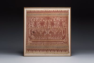 An Indonesian ceremonial 'Tampan' textile, Sumatra, Lampung, late 19/20th C.