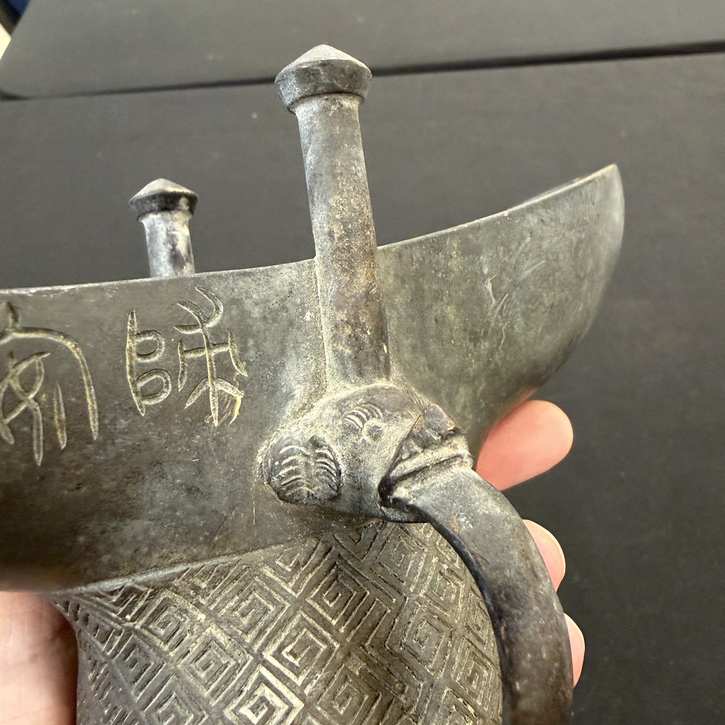 An inscribed Chinese archaistic bronze ritual wine vessel, Jue — photo 21
