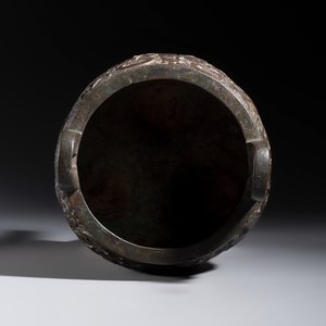 An inscribed Chinese archaistic bronze tripod incense burner with hongmu cover — photo 6