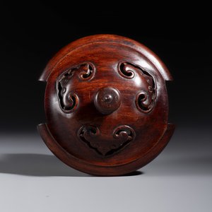 An inscribed Chinese archaistic bronze tripod incense burner with hongmu cover — photo 8