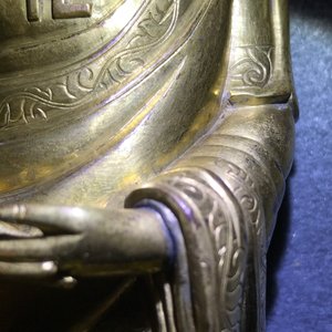 An inscribed Chinese gilt bronze figure of Buddha standing, Qianlong — 照片 13