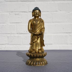 An inscribed Chinese gilt bronze figure of Buddha standing, Qianlong — 照片 37