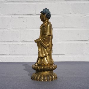 An inscribed Chinese gilt bronze figure of Buddha standing, Qianlong — 照片 40