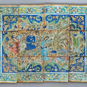 An islamic tile mural with a female dancer, Qajar, Iran, 19th C. — 照片 1