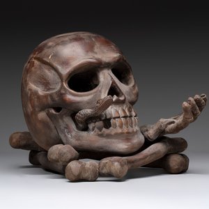 An Italian carved wooden 'vanitas' or 'memento mori' sculpture, 19th C. — foto 1