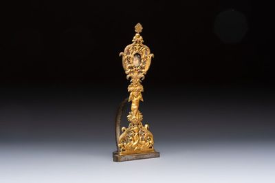An Italian gilt-bronze reliquary with openworked decoration, 18th C.
