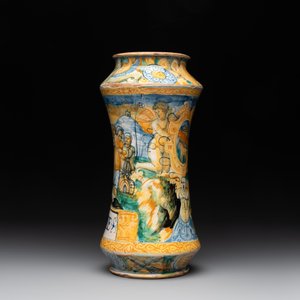 An Italian maiolica albarello with the arms of Boerio, Angelo and Ludovico Picchi workshop, Casteldurante, ca. 1562-1563 — 照片 4