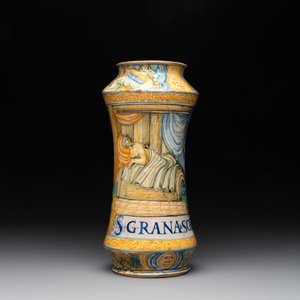 An Italian maiolica albarello with the arms of Boerio, Angelo and Ludovico Picchi workshop, Casteldurante, ca. 1562-1563 — 照片 2