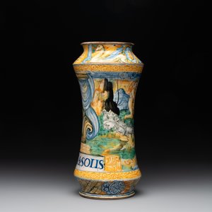 An Italian maiolica albarello with the arms of Boerio, Angelo and Ludovico Picchi workshop, Casteldurante, ca. 1562-1563 — 照片 4