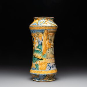 An Italian maiolica albarello with the arms of Boerio, Angelo and Ludovico Picchi workshop, Casteldurante, ca. 1562-1563 — 照片 5