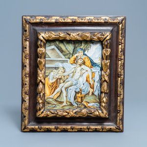 An Italian maiolica biblical scene plaque, Castelli, 18th C. — 照片 1