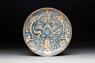 An Italian maiolica heraldic dish, Gubbio, 19th C.