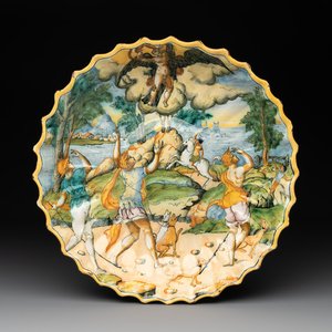 An Italian maiolica istoriato crespina with the Abduction of Ganymede, probably Rimini, ca. 1570 — photo 1