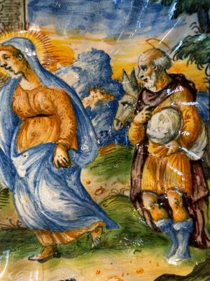 An Italian maiolica 'Istoriato' crespina with The Visitation of Mary to Elizabeth, workshop of Maestro Domenego, Venice, ca. 1570 — photo 3