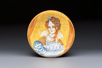 An Italian maiolica 'Portrait' dish, Montelupo, 17th C.
