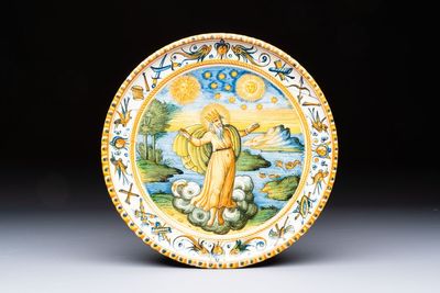 An Italian maiolica tazza depicting 'The Creation', probably Alfonso Patanazzi workshop, 17th C.