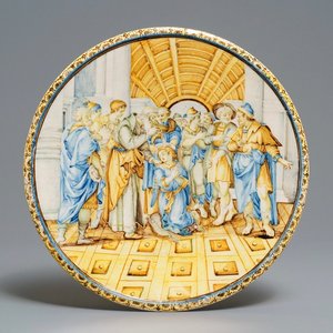 An Italian maiolica tazza with fine biblical scene, Castelli, Grue workshop, 18th C. — photo 1