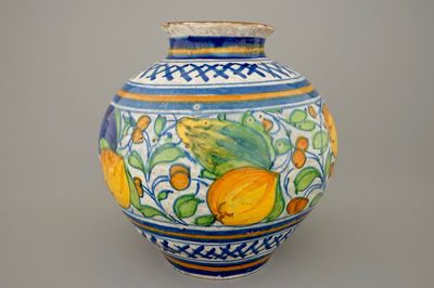An Italian maiolica "vaso a palla", Venice, 16th C.