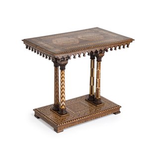 An Italian walnut, ebonised wood and bone-inlaid ‘alla certosina’ centre table — photo 1