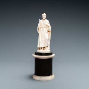 An ivory figure of a hermit with staff, Dieppe, 19th C. — photo 1