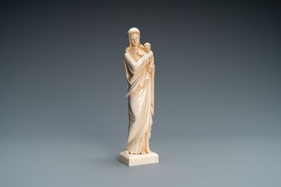 An ivory figure of a Madonna with child, Dieppe, France, early 20th C.