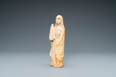 An ivory figure of Saint Barbara, 19th C.
