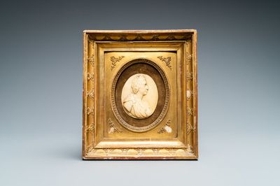 An ivory profile bust of a Roman emperor, 18th C.
