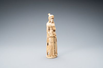 An ivory triptych figure depicting Joan of Arc, Dieppe, France, 19th C.
