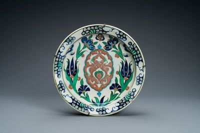 An Iznik-style pottery dish, Kütahya, Turkey, 19th C.