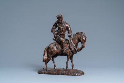 An oak figure of a rider on horseback, 1st half 16th C.