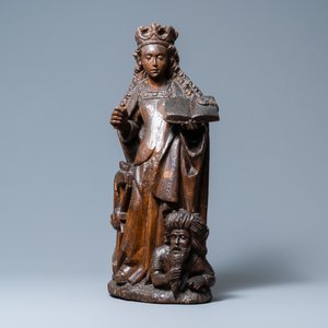 An oak figure of Saint-Catharine of Alexandra, Upper Rhine area, Germany, ca. 1520 — photo 2