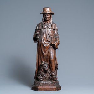 An oak figure of Saint Jerome, 16th C. — photo 1