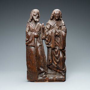 An oak retable fragment depicting two figures, Flanders, 1st half 16th C. — photo 1