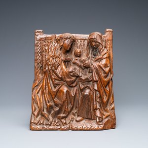 An oak Saint Anne Trinity group, Rhine Valley, Germany, ca. 1480 — 照片 1