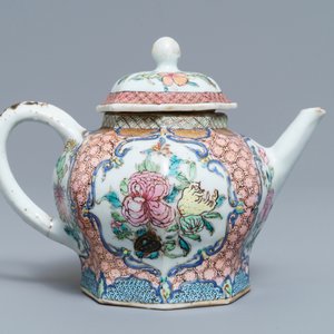 An octagonal Chinese famille rose teapot and cover, Yongzheng — 照片 4