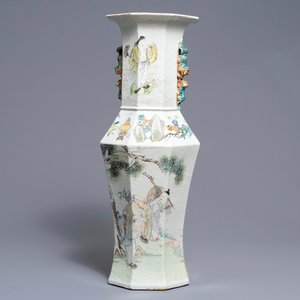 An octagonal Chinese qianjiang cai vase, dated 1893 — photo 1