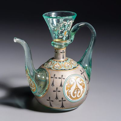 An Orientalist enamelled glass ewer, probably France, 19th C., probably France, 19th C.