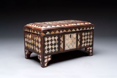 An Ottoman mother-of-pearl and tortoiseshell-inlaid casket, 19th C.