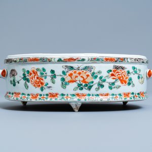 An oval Chinese famille verte 'phoenix' basin, Kangxi — photo 3