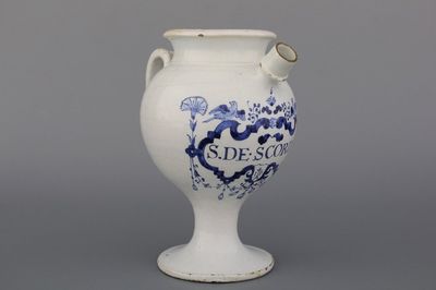 An unusual Brussels faience pharmacy jug, 1st half 18th C.