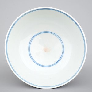 An unusual Chinese blue, white and iron red bowl, 19th C — 照片 7