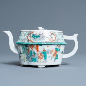 An unusual Chinese Canton famille verte teapot and cover, 19th C. — 照片 2