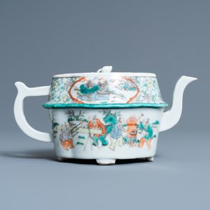 An unusual Chinese Canton famille verte teapot and cover, 19th C. — 照片 4