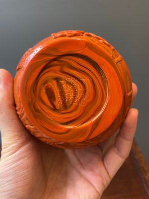An unusual Chinese coral-red Peking glass bottle vase, Daoguang mark and probably of the period — photo 6
