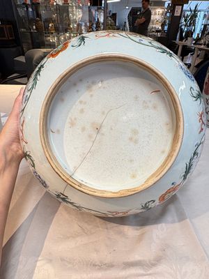 An unusual Chinese famille rose punch bowl with floral relief design, Qianlong — photo 18